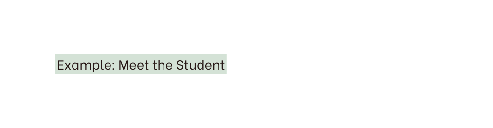 Example Meet the Student