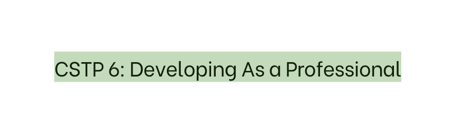 CSTP 6 Developing As a Professional